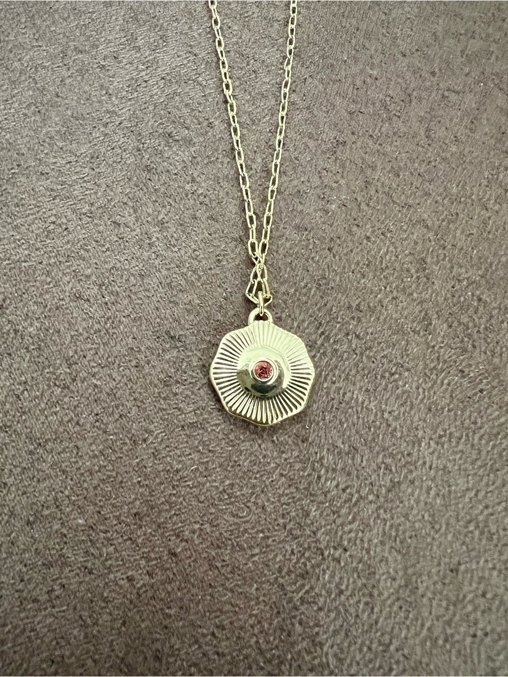 Gorjana Gold Floral Pendant Necklace with Pink Stone - Picture 2 of 4
